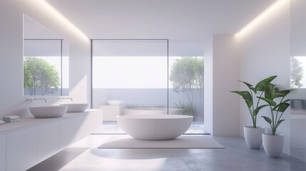 Modern bathroom interior with natural light and minimalist design