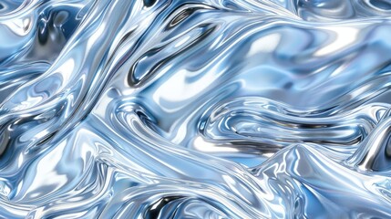 a silver liquid metal texture with mesmerizing waves and a polished surface reminiscent of polished chrome. SEAMLESS PATTERN