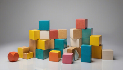 Obraz premium Grey wooden building blocks for creative play and learning