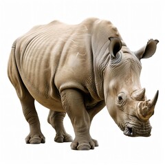 Fototapeta premium A photo of a rhinoceros, isolated on a white background for clear png image
