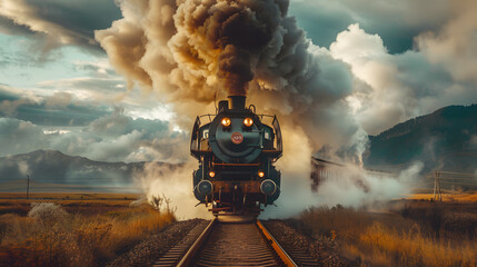 A steam train is traveling through a forest