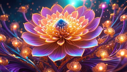Obraz premium Vibrant Fantasy Flower with Glowing Petals