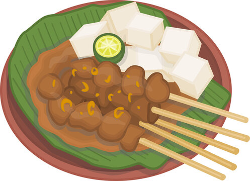 Indonesian Food Satai Illustration