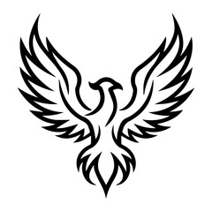 Phoenix logo or modern line icon. Vector line art and icon design with bold outline. Black and white Pixel Perfect minimalistic symbol isolate white background. Creative logotype