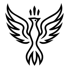 Phoenix logo or modern line icon. Vector line art and icon design with bold outline. Black and white Pixel Perfect minimalistic symbol isolate white background. Creative logotype