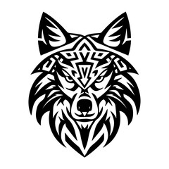 Wolf Tribal Ornament logo or modern line icon. Vector line art and icon design with bold outline. Black and white Pixel Perfect minimalistic symbol isolate white background. Creative logotype