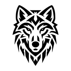 Wolf Tribal Ornament logo or modern line icon. Vector line art and icon design with bold outline. Black and white Pixel Perfect minimalistic symbol isolate white background. Creative logotype