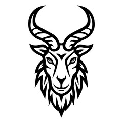Goat King logo or modern line icon. Vector line art and icon design with bold outline. Black and white Pixel Perfect minimalistic symbol isolate white background. Creative logotype