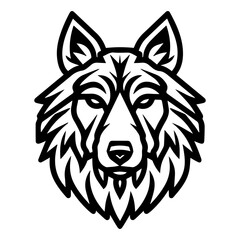 Wolf Tribal Ornament logo or modern line icon. Vector line art and icon design with bold outline. Black and white Pixel Perfect minimalistic symbol isolate white background. Creative logotype