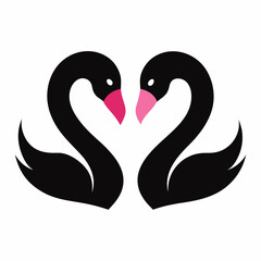two loving black swans vector illustration svg file