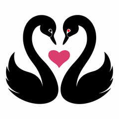 two loving black swans vector illustration svg file