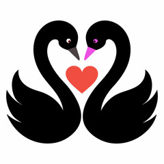 two loving black swans vector illustration svg file