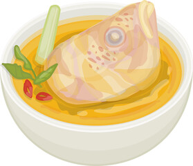 Indonesian Food Gulai Kepala Ikan Kakap Illustration