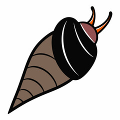 Solid black outline Cone Snail animal vector