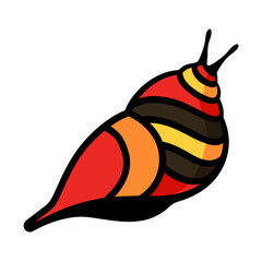 Solid black outline Cone Snail animal vector