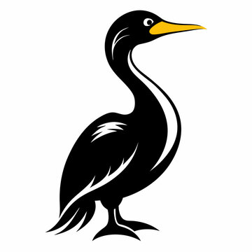 recommend clip art: Cormorant  outline vector silhouette illustration svg file