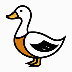 
Solid black outline duck animal vector svg