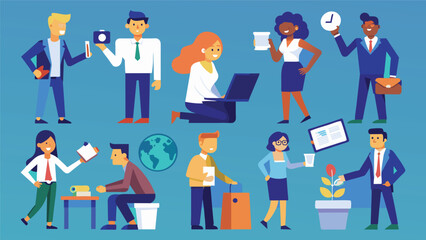 Business Concept illustrations. Mega set. Collection of scenes with men and women