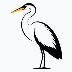 Solid black outline Great Egret animal vector  svg