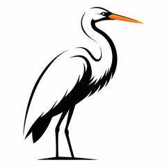 Solid black outline Great Egret animal vector  svg