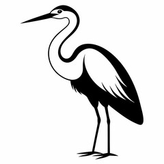 Solid black outline Great Egret animal vector  svg