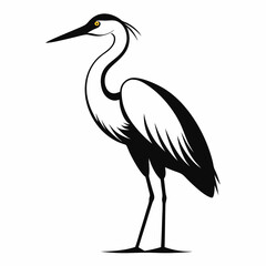 Solid black outline Great Egret animal vector  svg