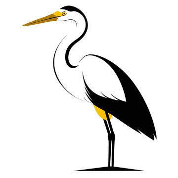 recommend clip art: Solid black outline Great Egret animal vector  svg