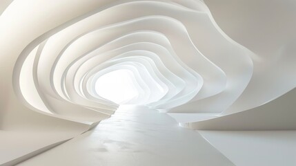 Fototapeta premium Futuristic White Tunnel with Smooth Curves, Generative AI