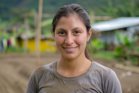 portrait of an average hispanic woman, everyday life.no make up, real people, looking at the camera