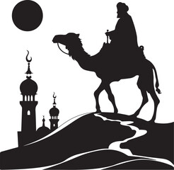 Eid ul Adha mosques silhouette vector illustration