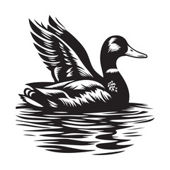 Mallard Duck Silhouette Vector Art Illustration