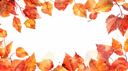 Watercolor autumn leaves copy space background