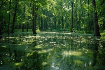 Peaceful Forest Pond with Reflections