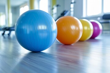 Colorful Yoga Balls in Modern Gym