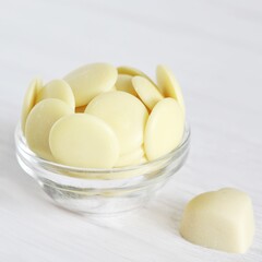 Cacao Butter Drops Isolated on White