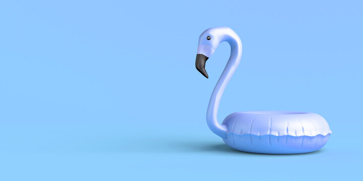 Flamingo float. Copy space. 3D illustration.
