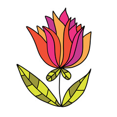 Doodle summer flower isolated on white background.