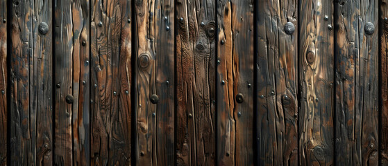 Fototapeta premium Mellow dark-colored wood texture background. Natural grain and high contrast. 