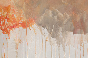 Art hand drawn watercolor and acrylic pour smear blot canvas painting wall. Abstract texture color...