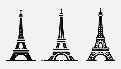Obraz premium Eiffel tower black on a white background illustration. Olympics Paris