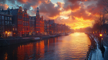 Fototapeta premium Capture the grandeur of Amsterdam, Netherlands created with Generative AI technology