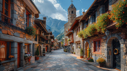 Fototapeta premium andorra in the alps as beautiful scene created with Generative AI technology