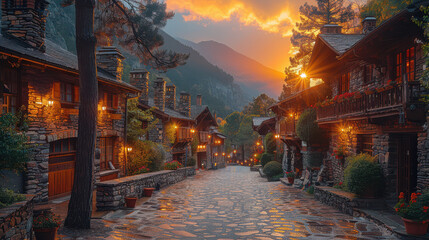 Fototapeta premium andorra in the alps as beautiful scene created with Generative AI technology