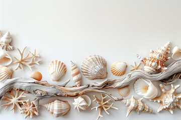 Obraz premium A coastal themed decor mockup with shells