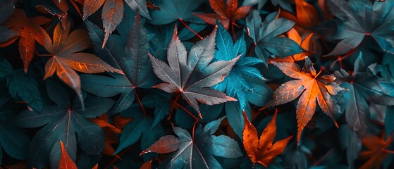 Macro shot of autumn leaves with copy space Highdetail image of autumn leaves, providing ample space for text and design elements Perfect for marketing materials