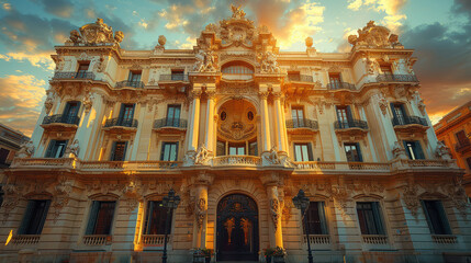 Obraz premium Capture the grandeur of Barcelona, Spain created with Generative AI technology