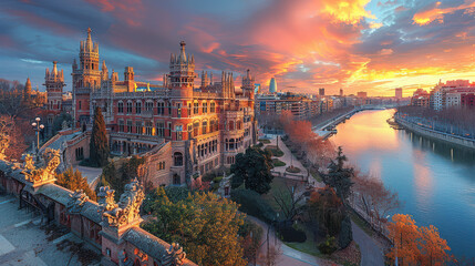 Fototapeta premium Capture the grandeur of Barcelona, Spain created with Generative AI technology