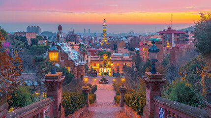 Obraz premium Capture the grandeur of Barcelona, Spain created with Generative AI technology