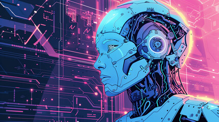 artificial inteligence illustration computer technology digital network generative ai concept information internet cpu