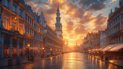 Naklejka premium Capture the grandeur of Brussels, Belgium created with Generative AI technology